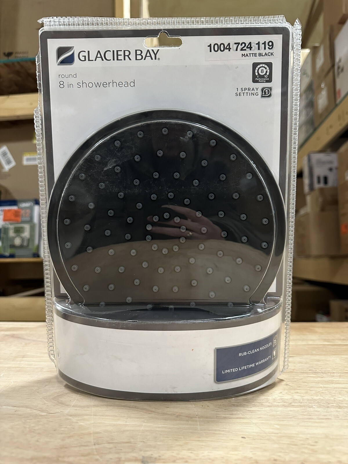 Glacier Bay1-Spray Pattern 8” Single Ceiling Mount Fixed Rain Shower Head Black