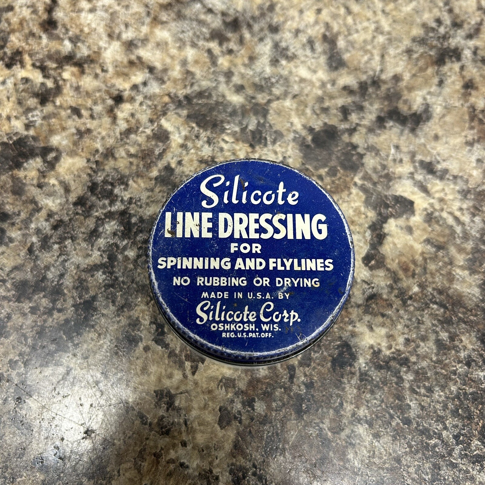Vintage Silicote Fishing Line Dressing for Spinning and Fly Lines Milk Glass Jar
