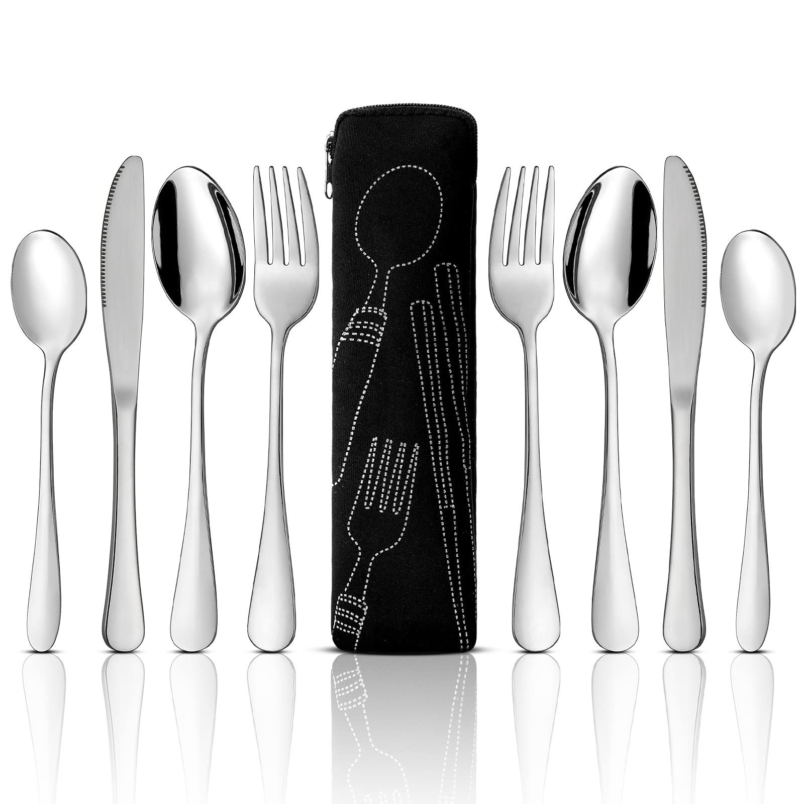 9 PCS Eating Portion Control Flatware Utensils Bariatric Silverware Bag Set