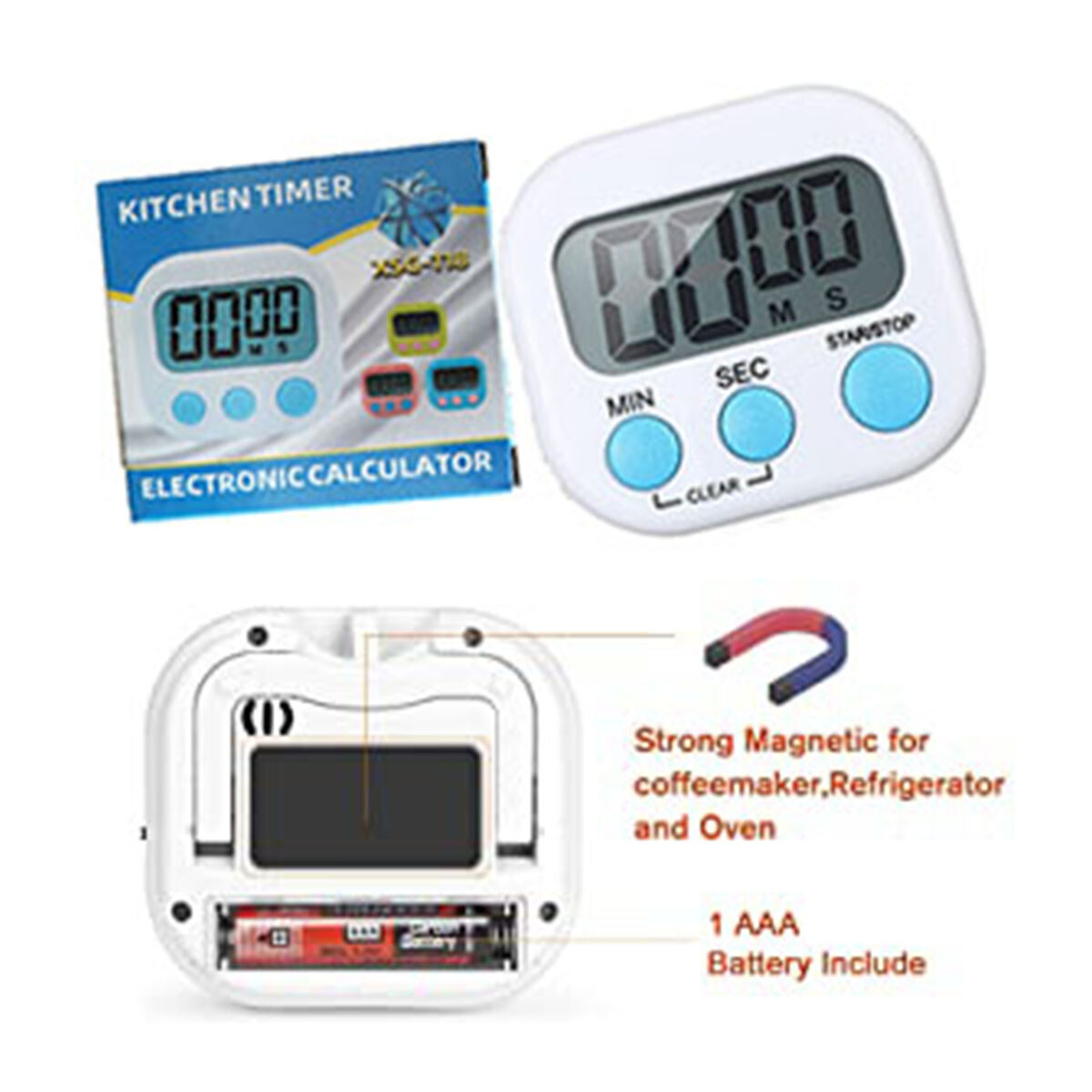 Loud alarm for boiling soup & 2 pack small digital kitchen timer magnetic back