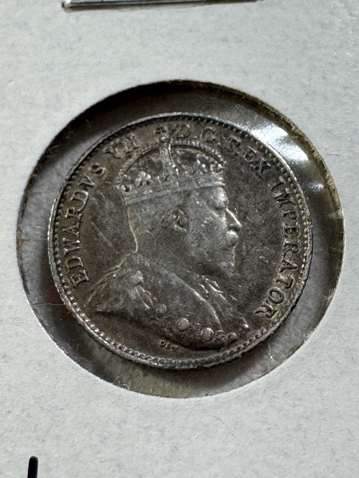 1907 Canada 5 Cents Small Silver Coin Cleaned