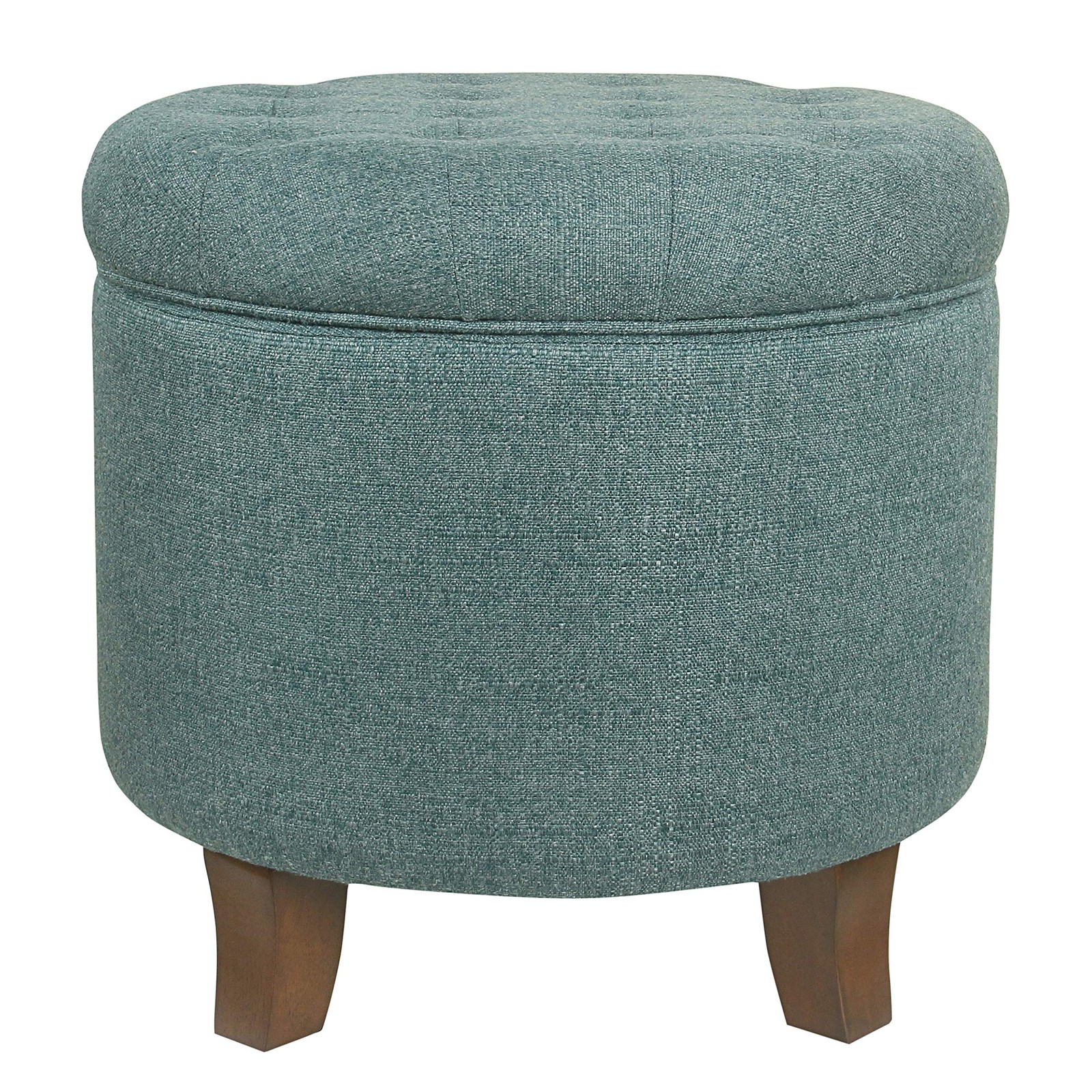 by Kinfine Fabric Upholstered Round Storage Ottoman - Button Tufted Ottoman w...