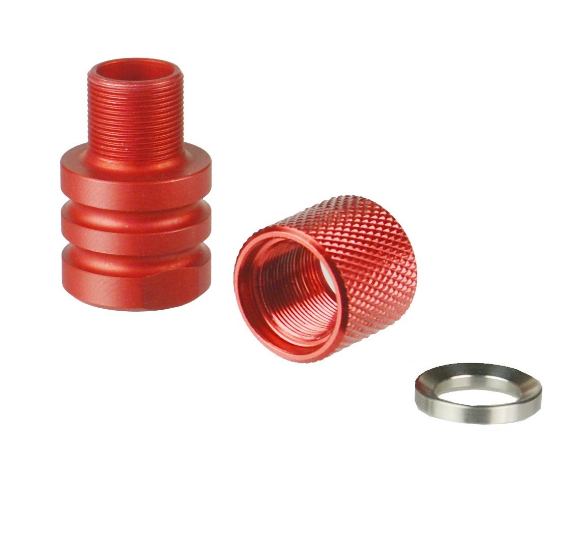 Red 1/2x36 Female Thread To 1/2x28 Male Thread Muzzle Adapter+Thread Protector