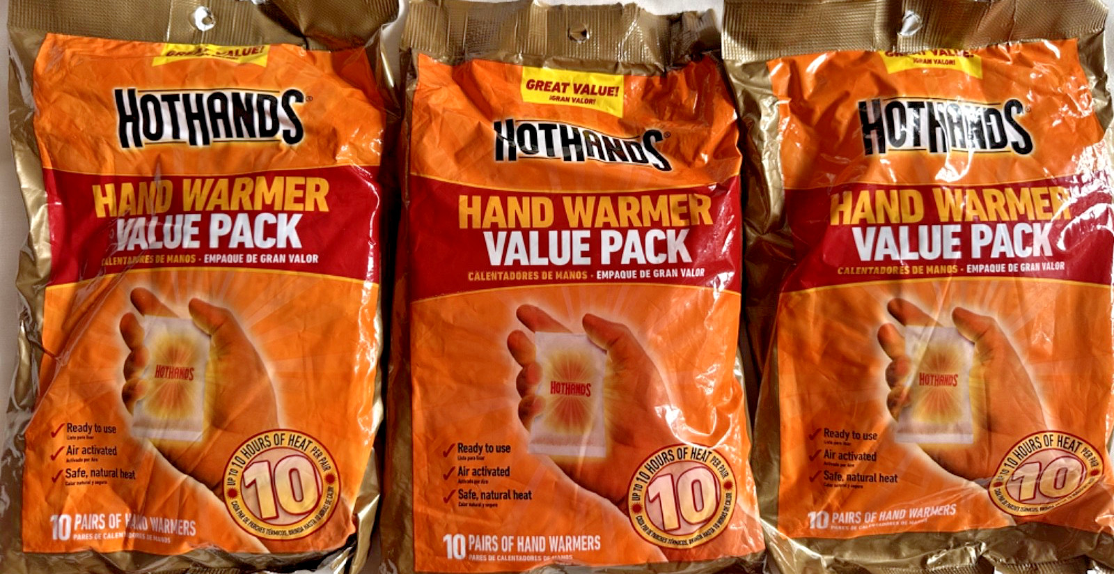 HotHands Hand Warmers 3Packs of 10Pairs or 60Total Disposable Exp2022-23 NOS