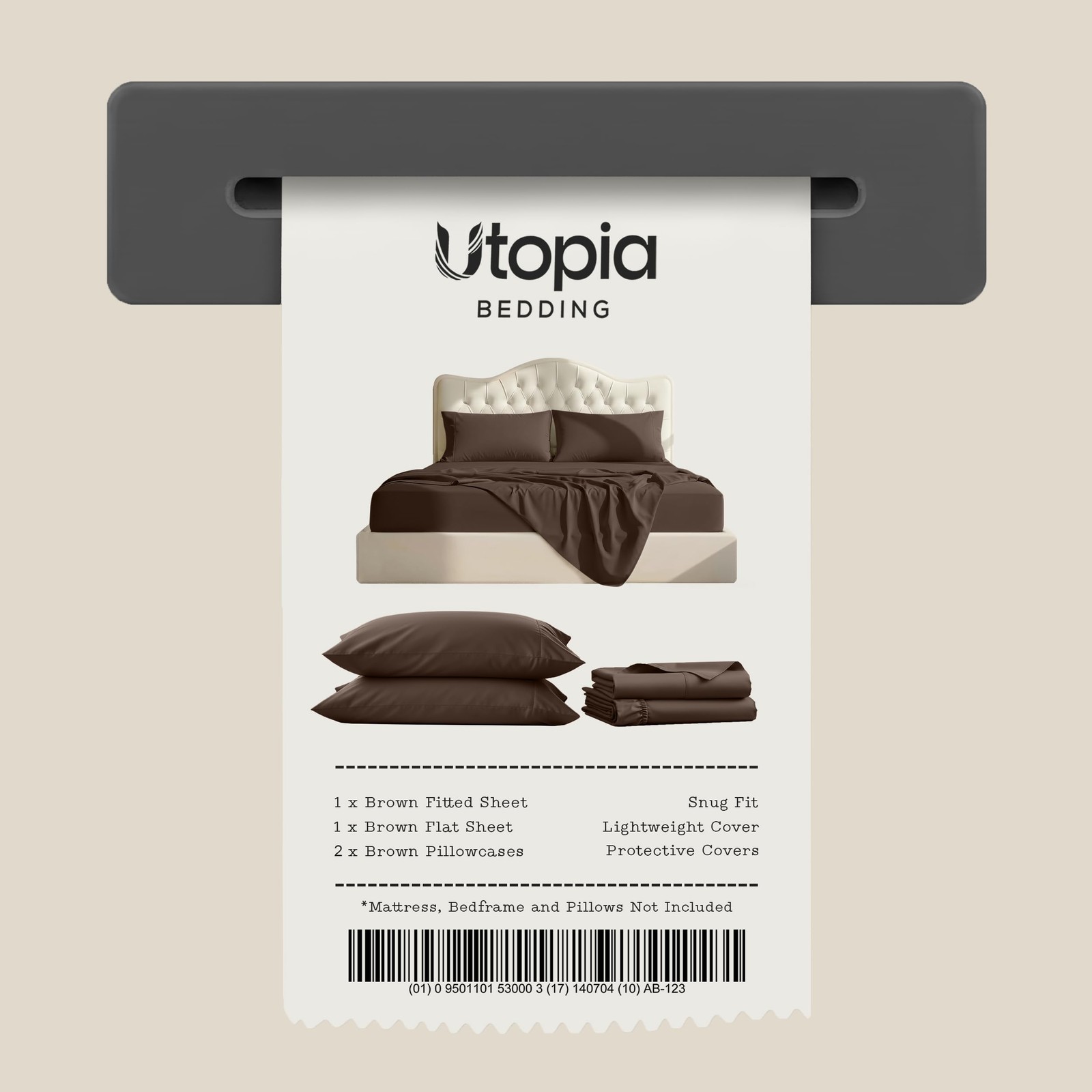 Full Sheets Set, 4 Pieces 16" Deep Pocket Hotel Luxury Bed Sheets, Brown
