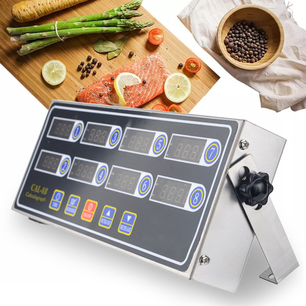 8 Channel Digital Kitchen Timer Clock Reminder Cooking Loud Ring Black AC 110V