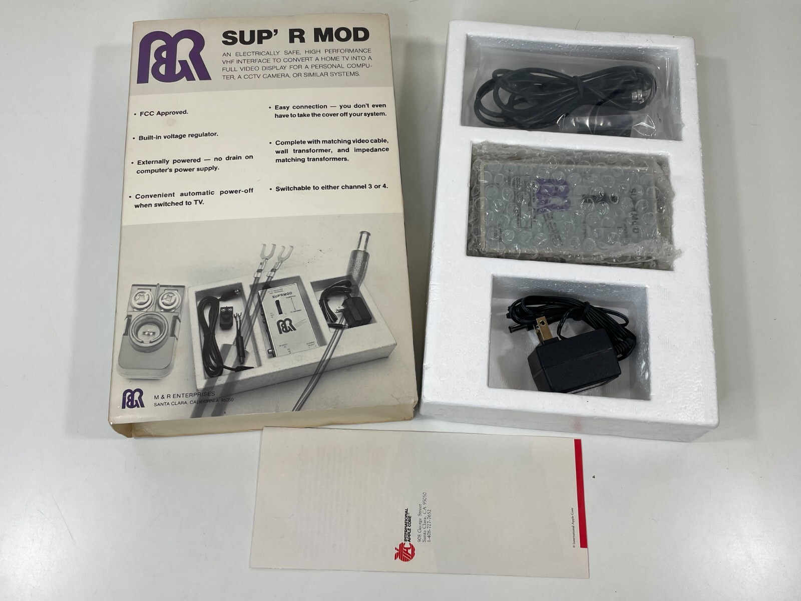 Vintage SUP'R MOD VHF Interface M&R Enterprises Apple II TV Converter