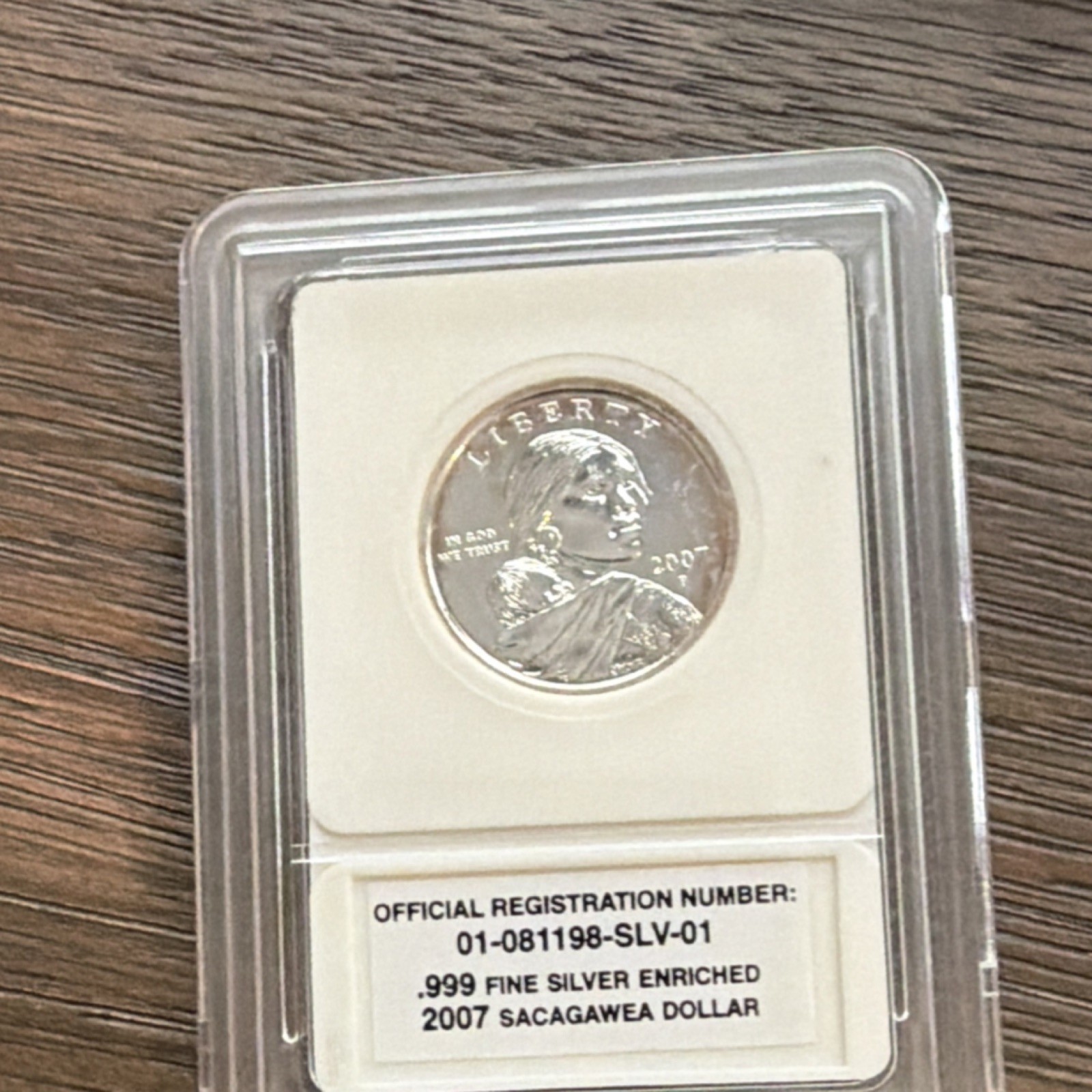 Five (5), 2007 Sacagawea .999 Silver Plated.