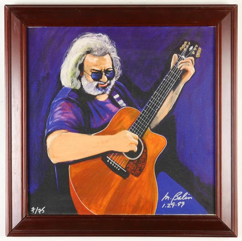 Jerry Garcia Canvas Print 7/75 Signed Marty Balin 1999 Framed Grateful Dead
