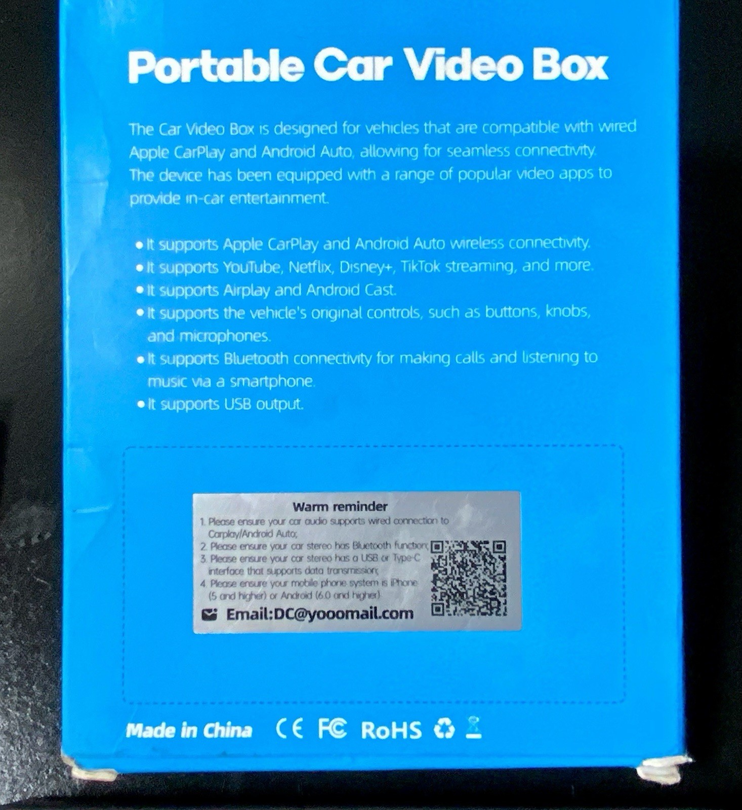 RC23 Portable Car Video Box/ Android/Apple Unit/ Open Box. Mint Condition.!!!