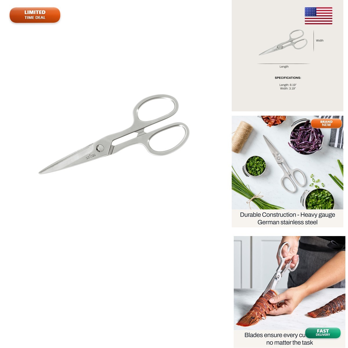 All-Clad K2721264 Stainless Steel Kitchen Shears 8.19 inch Silver