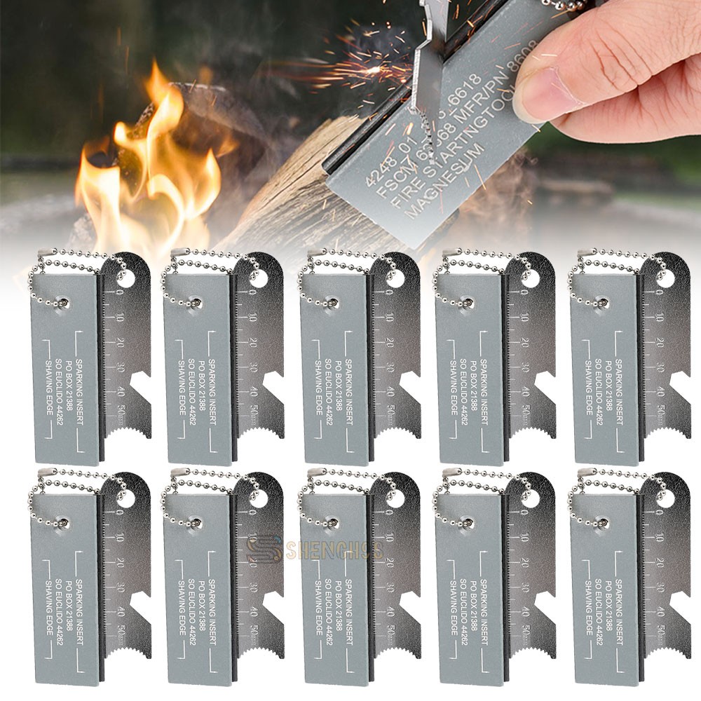 Magnesium Block Fire Starter Ferro Rod Striker Survival Emergency Camping Tool