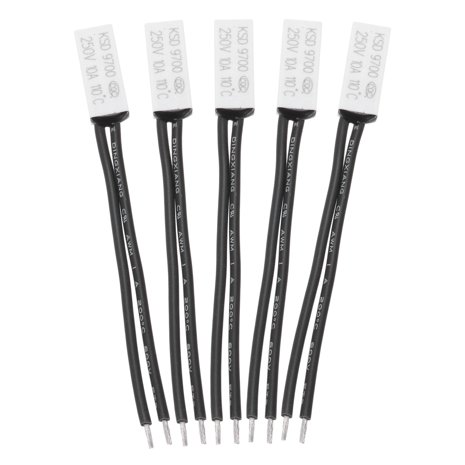 5 Pcs KSD9700 Thermostat 110°C/230°F Temperature Switch N.C 10A Plastic