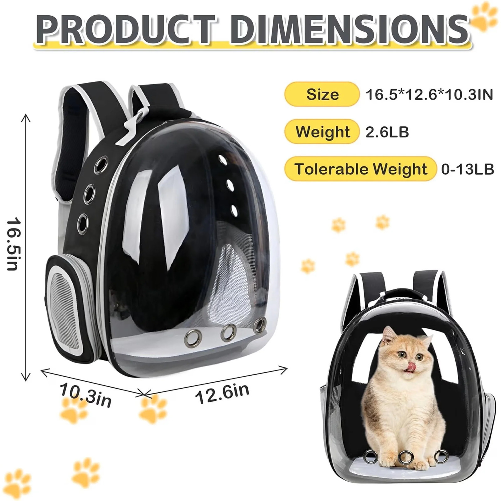 Transparent Cat & Small Dog Backpack Carrier | Airline Approved Bubble