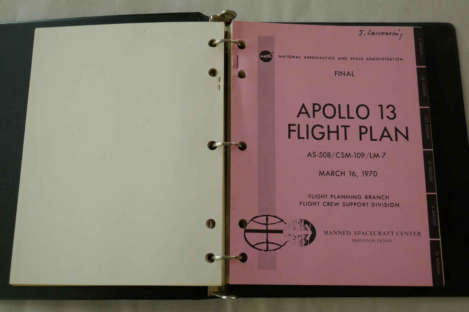 Original Apollo 13 Flight Plan w/ Revision A To Final
