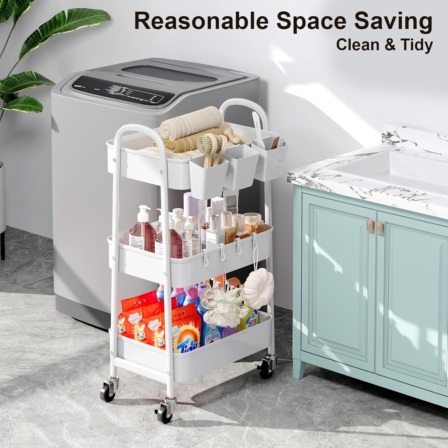 Multi-Functional Rolling Cart with Lockable Wheels - Perfect for Kitchen & Craft