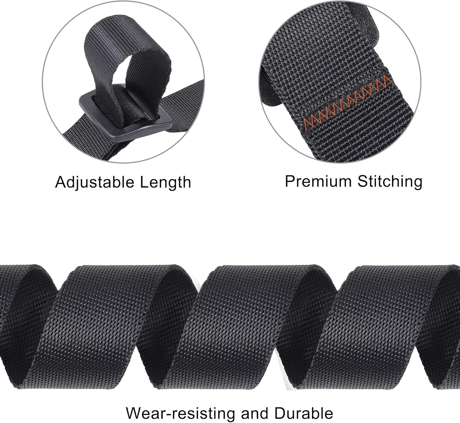 4 Pack Black Buckle Packing Straps with Clips, Adjustable Nylon Straps with Buck