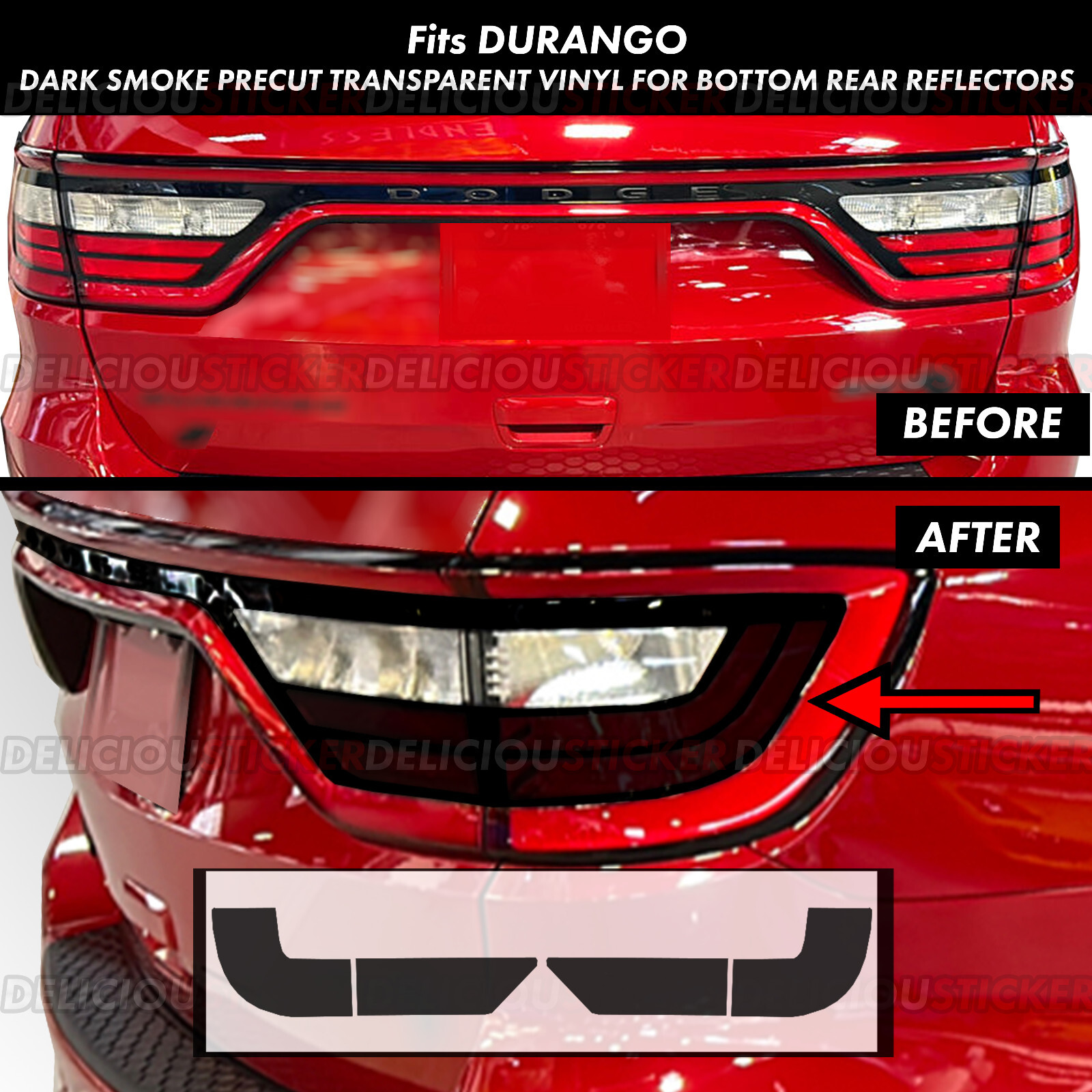 For 2014-2026 Durango Smoke Tail Light Rear Bottom Decals Overlays Tint Vinyl