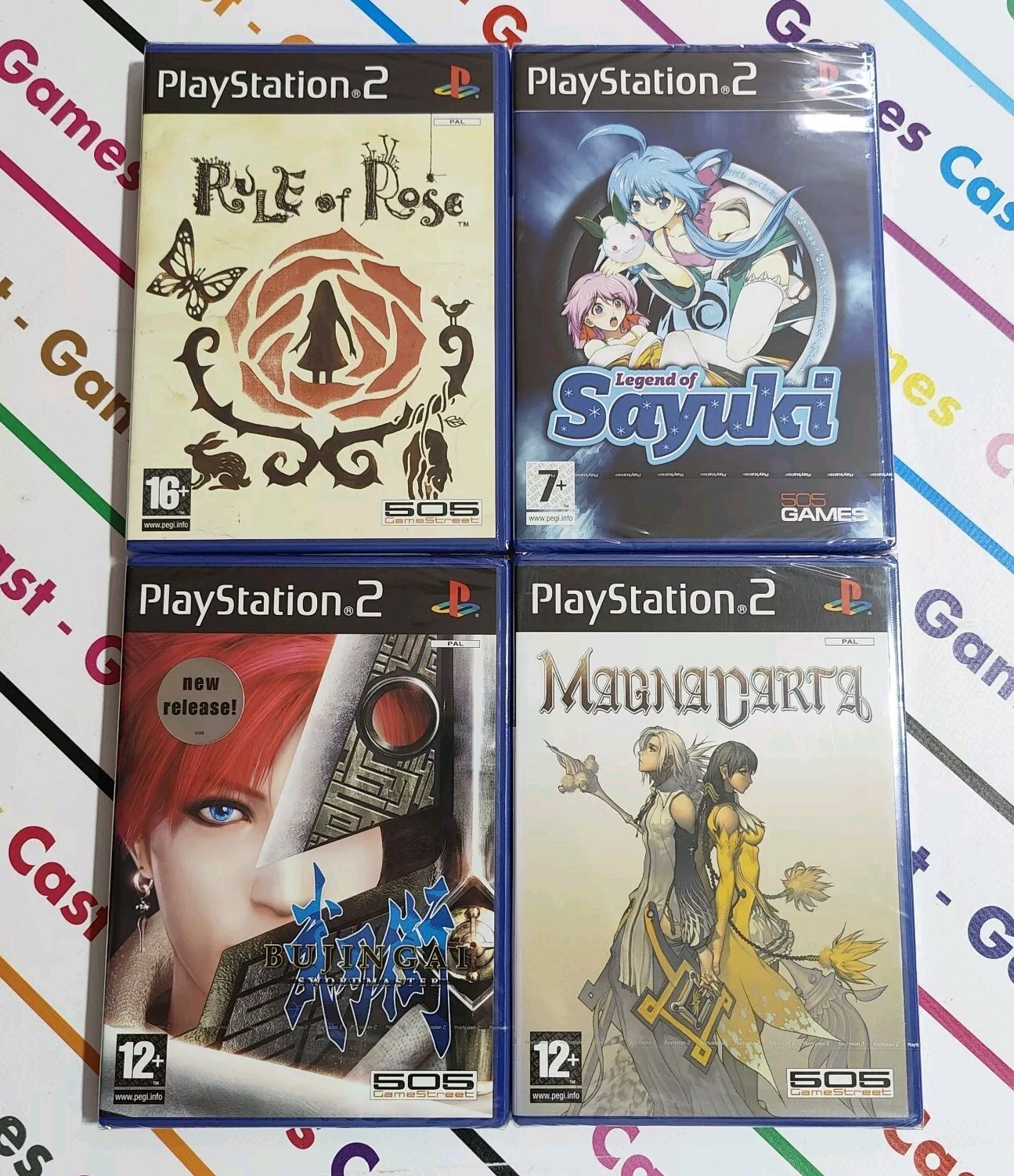 RULE OF ROSE + LEGEND OF SAYUKI + MAGNACARTA + BUJINGAI - PS2 UK ENG NEW SEALED