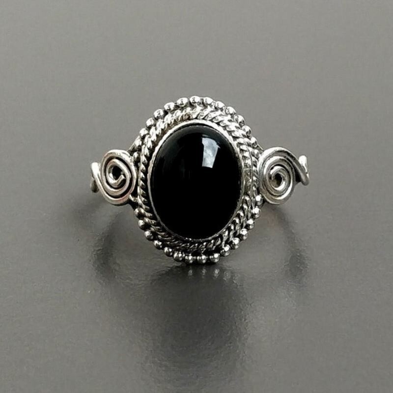 Sterling Silver 925 Metal Purity Black Onyx Gemstone Handmade Women Ring