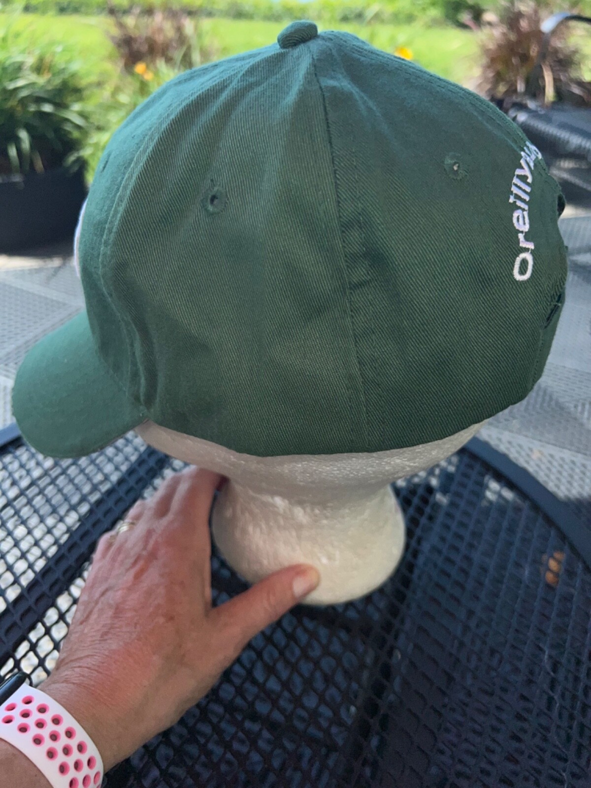 O’Reilly Auto Parts Green with White Hat Cap Hook Loop EUC