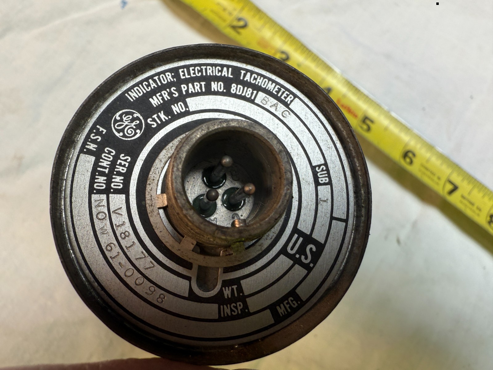 GE Tachometer Indicator 8DJ81-BAC 2000 RPM 1961