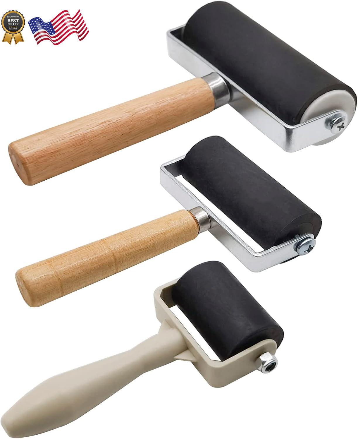 Rubber Brayer Roller1.4/2.4/4 Inch Hard Rubber Brayer Rollers Art Craft Roller 3