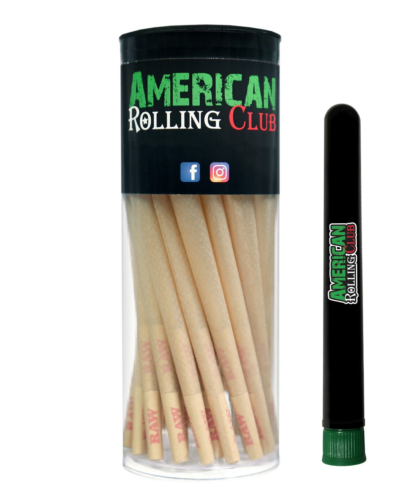 RAW Classic King Cones 100 Pack~Cigarette Rolling Paper FREE Tube Holder