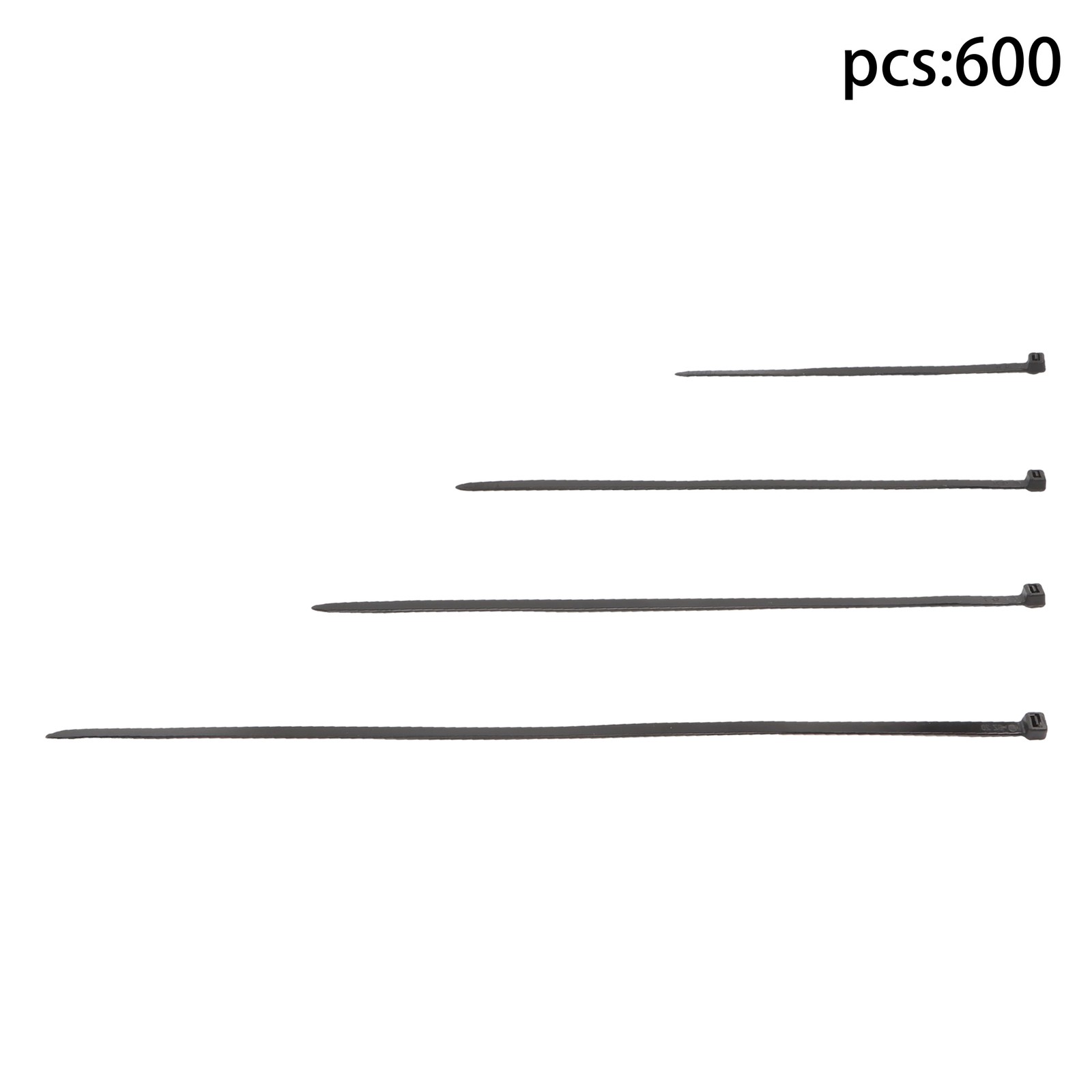 600 Pcs Self-locking Cable Ties Heavy Duty Assorted Sizes 8"+12"+14"+18" Nylon