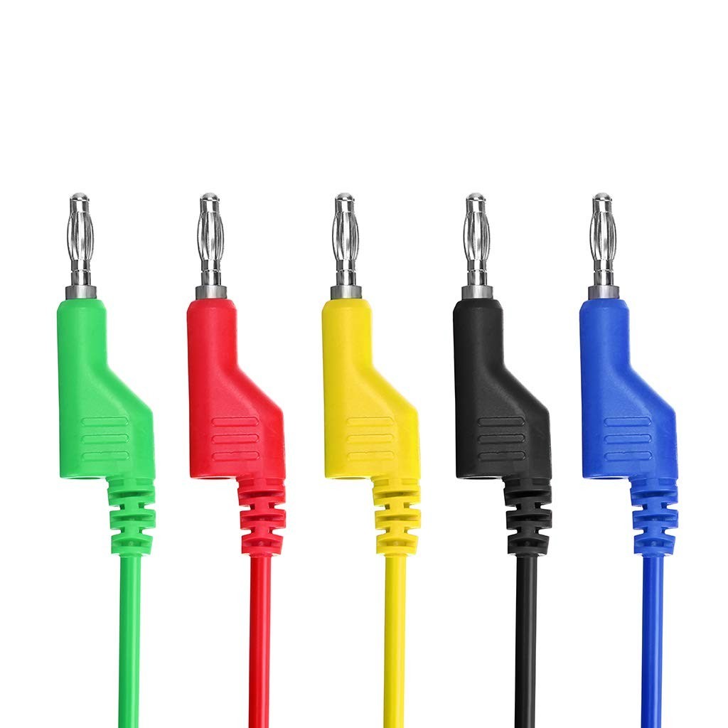 Multimeter Banana Plug to Crocodile Alligator Clip Probe, 5PCS 4mm Stackable...
