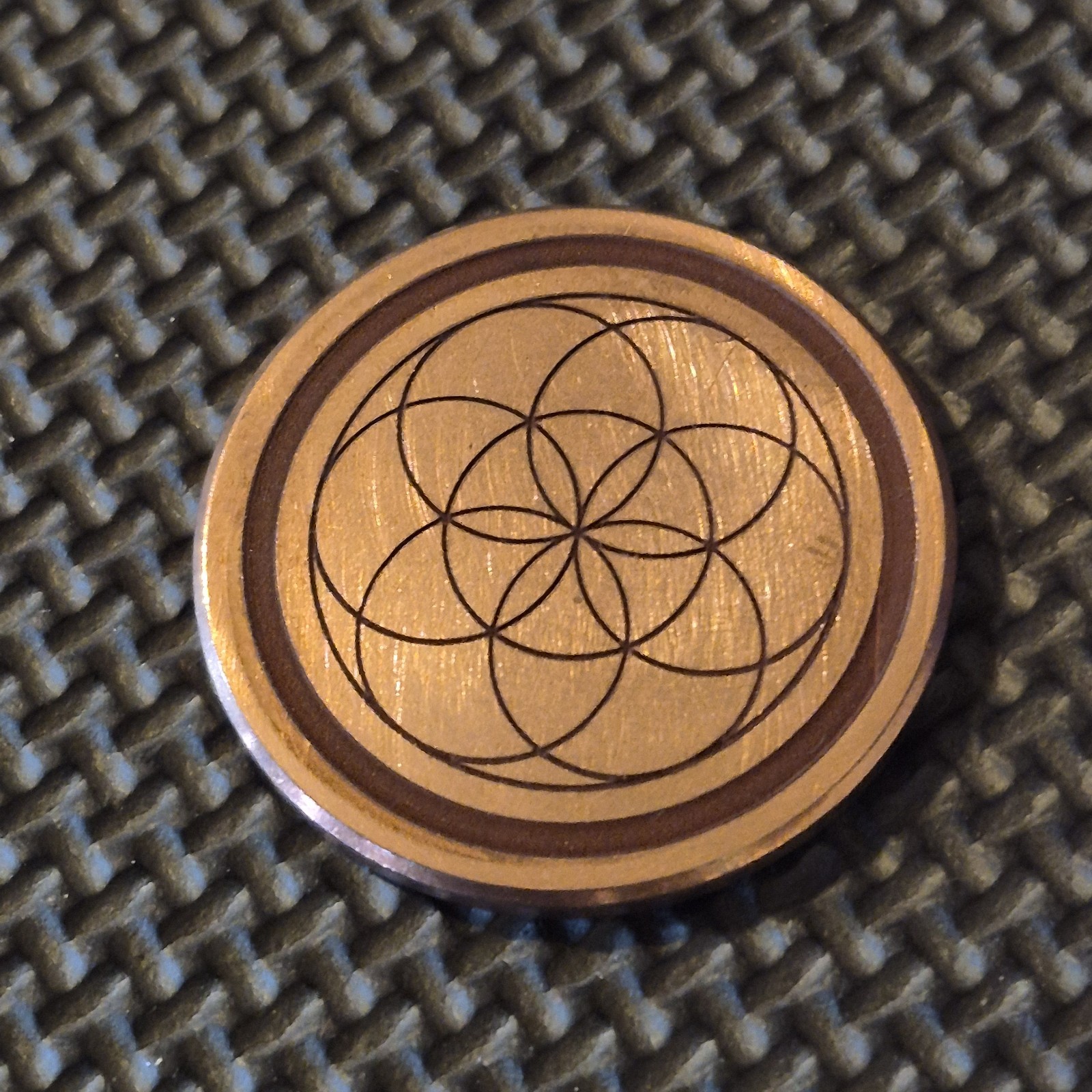 Custom Boutique Copper Engraved SEED OF LIFE Worry Coin Golf Ball Marker 1.5"