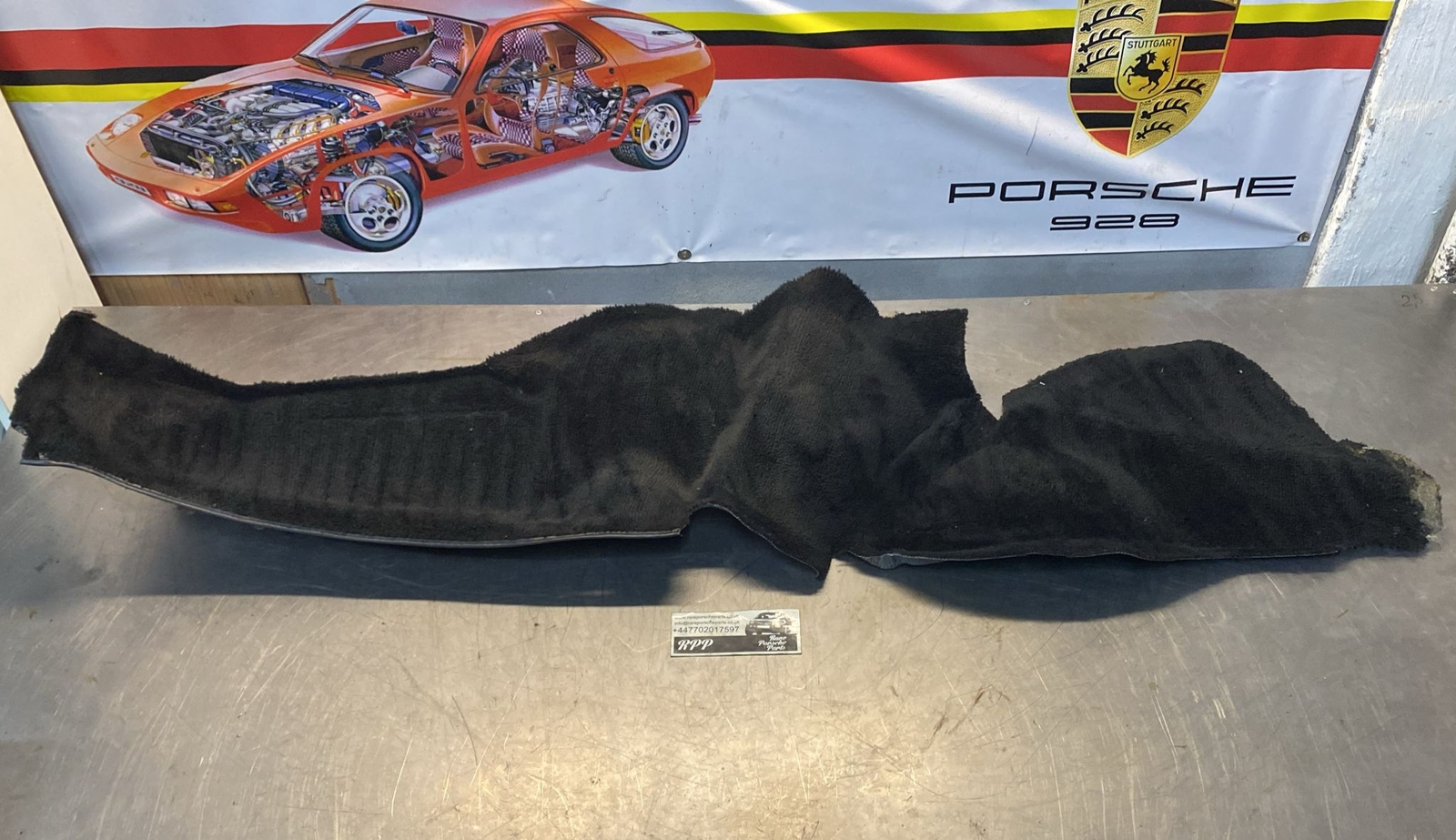 Porsche 924/944 -85.5 rear right side trim carpet, black, 944555084, used