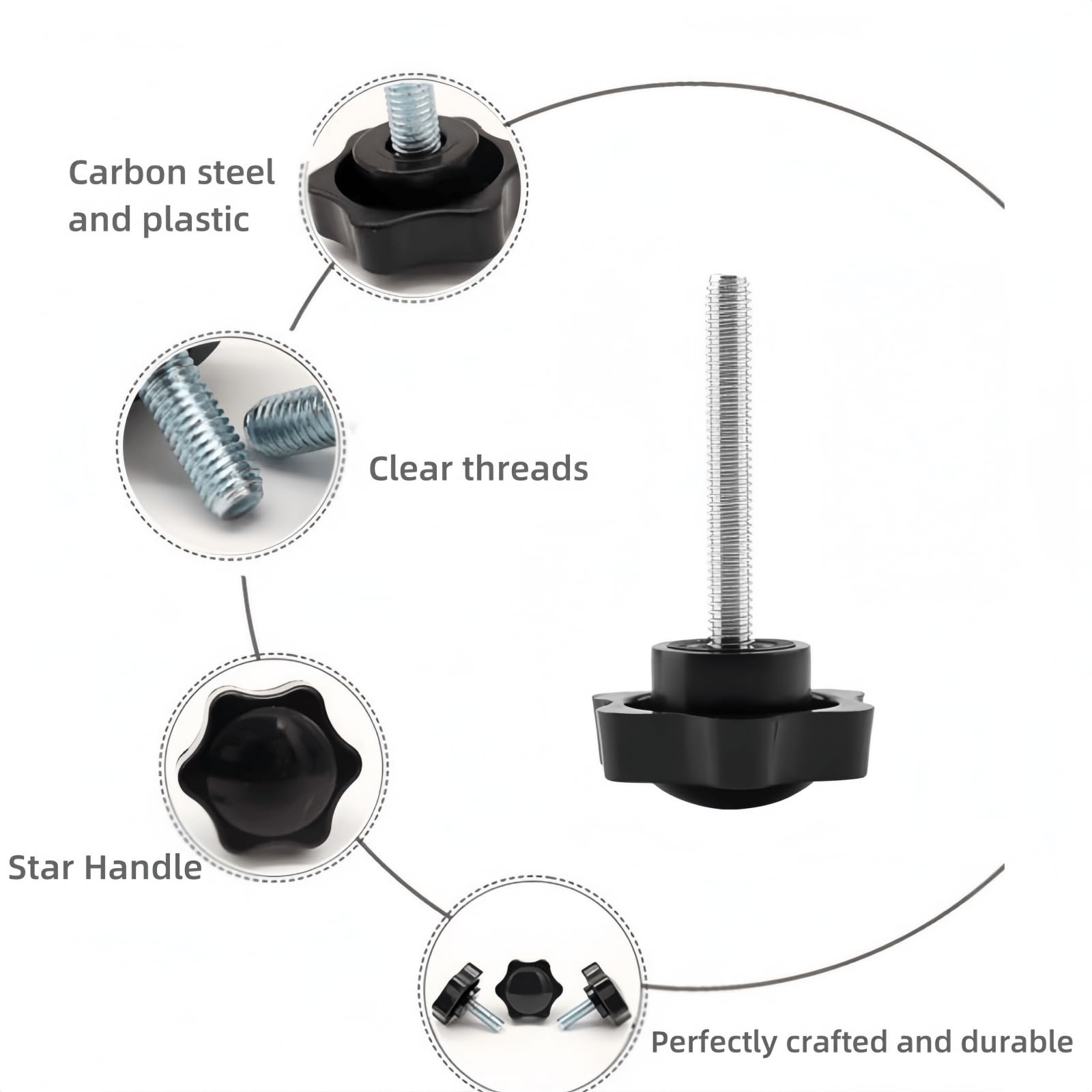 SZHSYJY 2 Set Replacement Arm Adjustment Knobs,Universal Rollator Hand Black