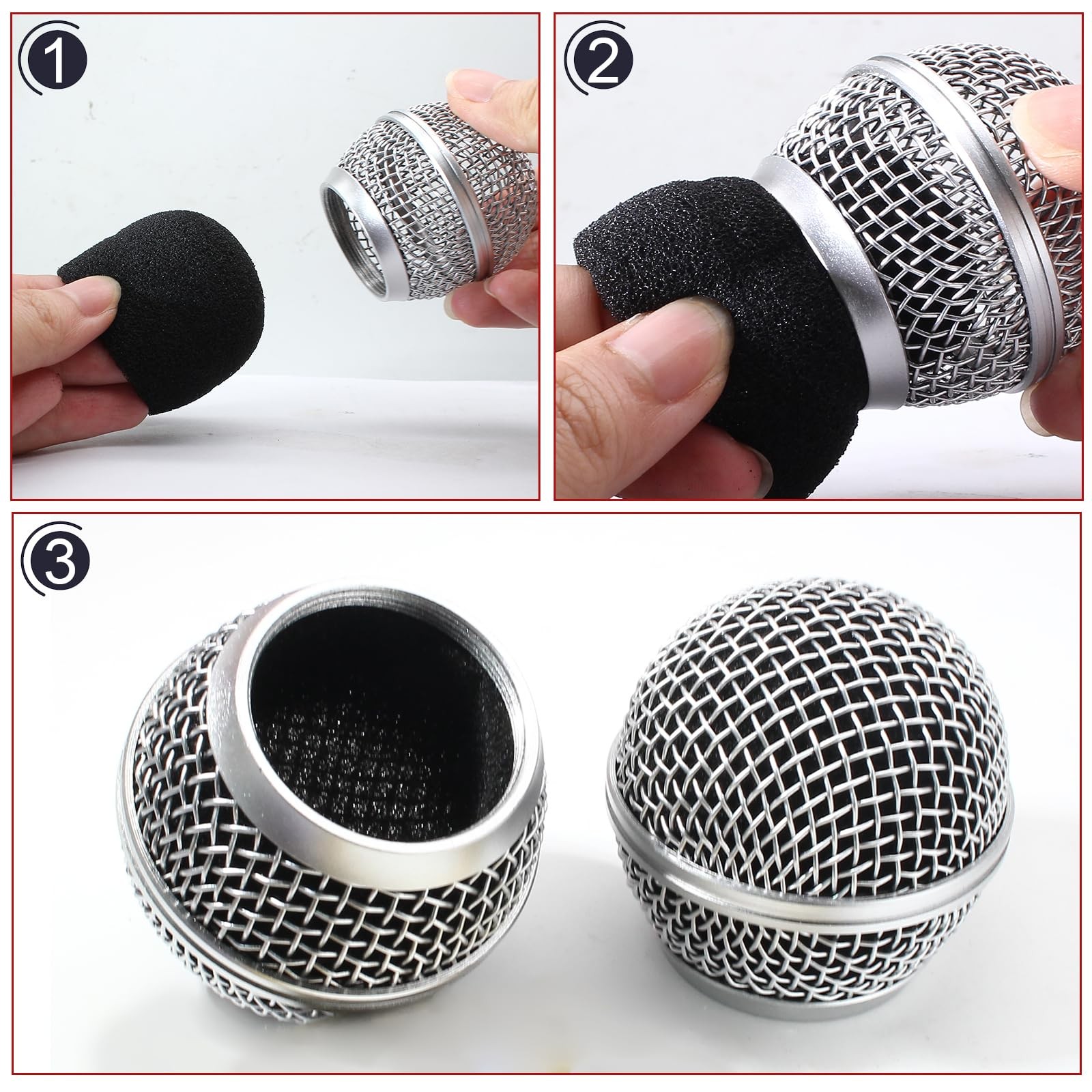 Zorfeter 4 PCS SM58 Microphone Head Replacement, Standard Size Grille Mic Rep...