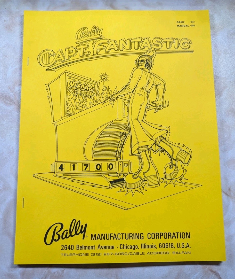 Bally 1976 Captain Fantastic Pinball Machine Manual  HQ Reprint