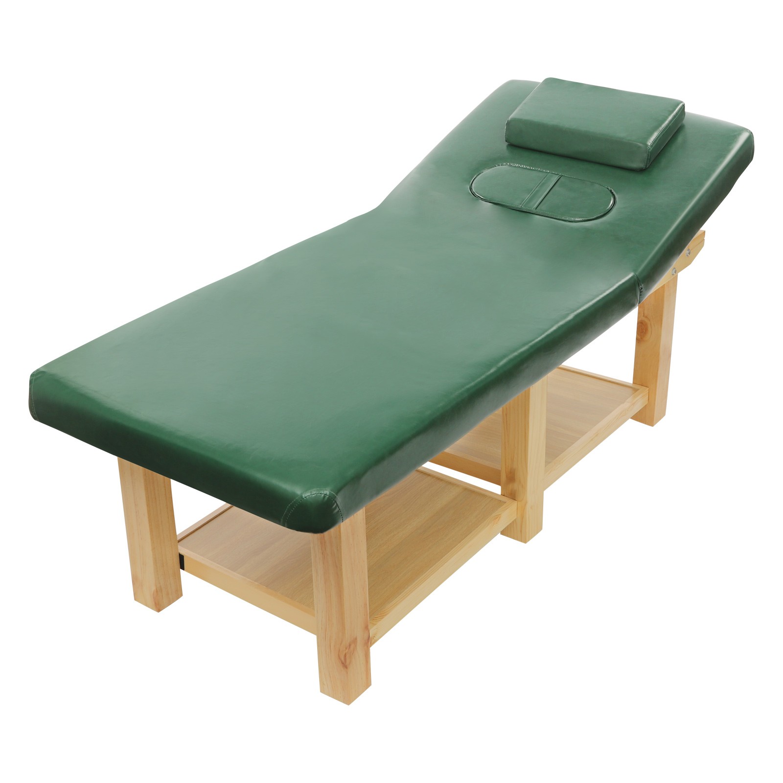 Massage Table 190 cm Solid Wood Sponge, PU Therapy Bed Massage Bed w/ Pillow
