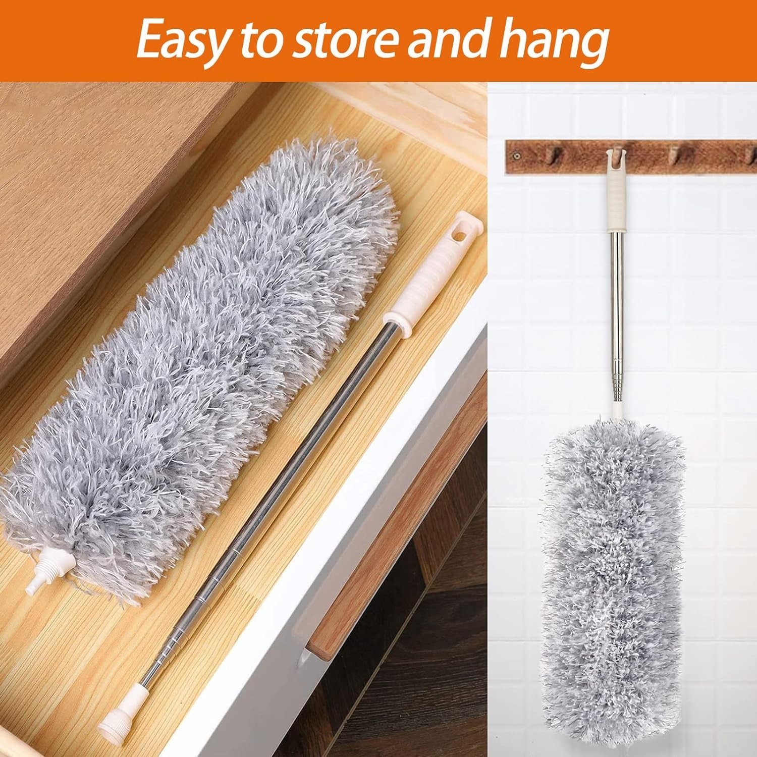 Extendable Microfiber Duster for High Ceilings - 30'' to 100'' Adjustable