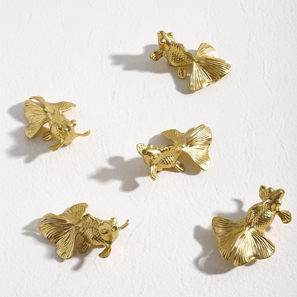 Striking Goldfish Patterned Cabinet Handle Knobs Solid Brass Construction