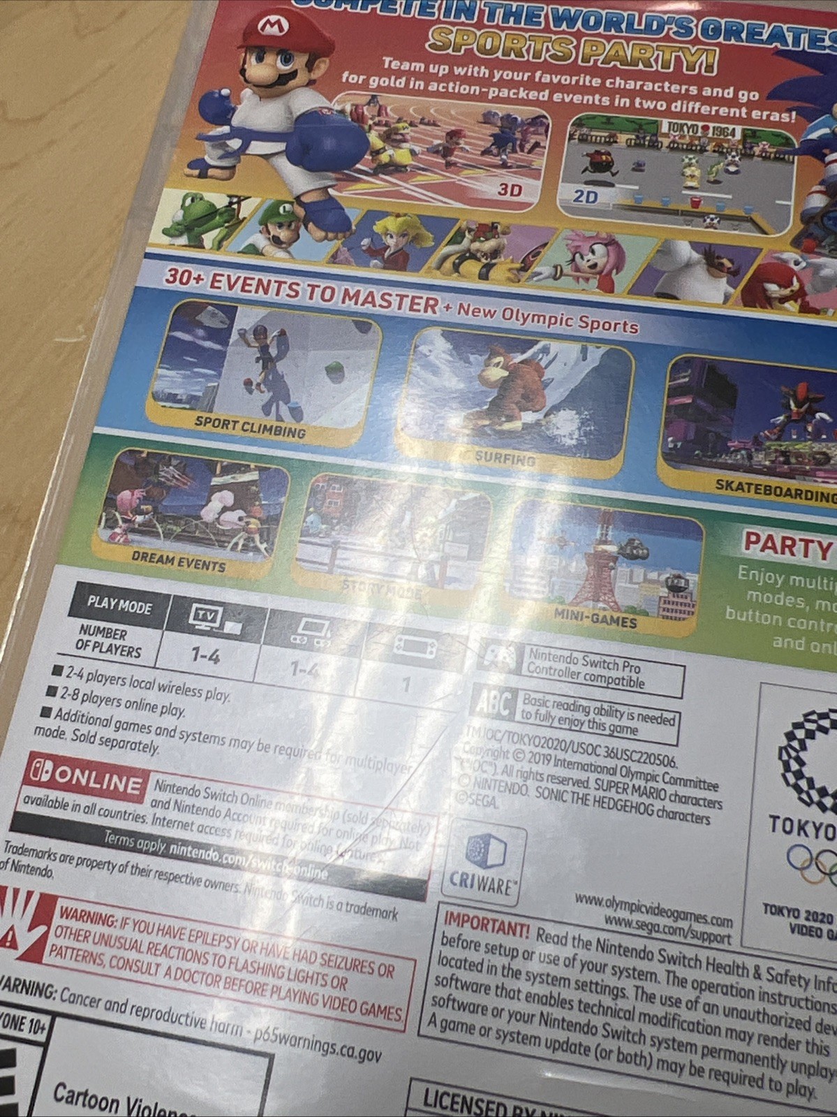 Mario & Sonic at the Olympic Games: Tokyo Nintendo Switch Case ONLY / Authentic