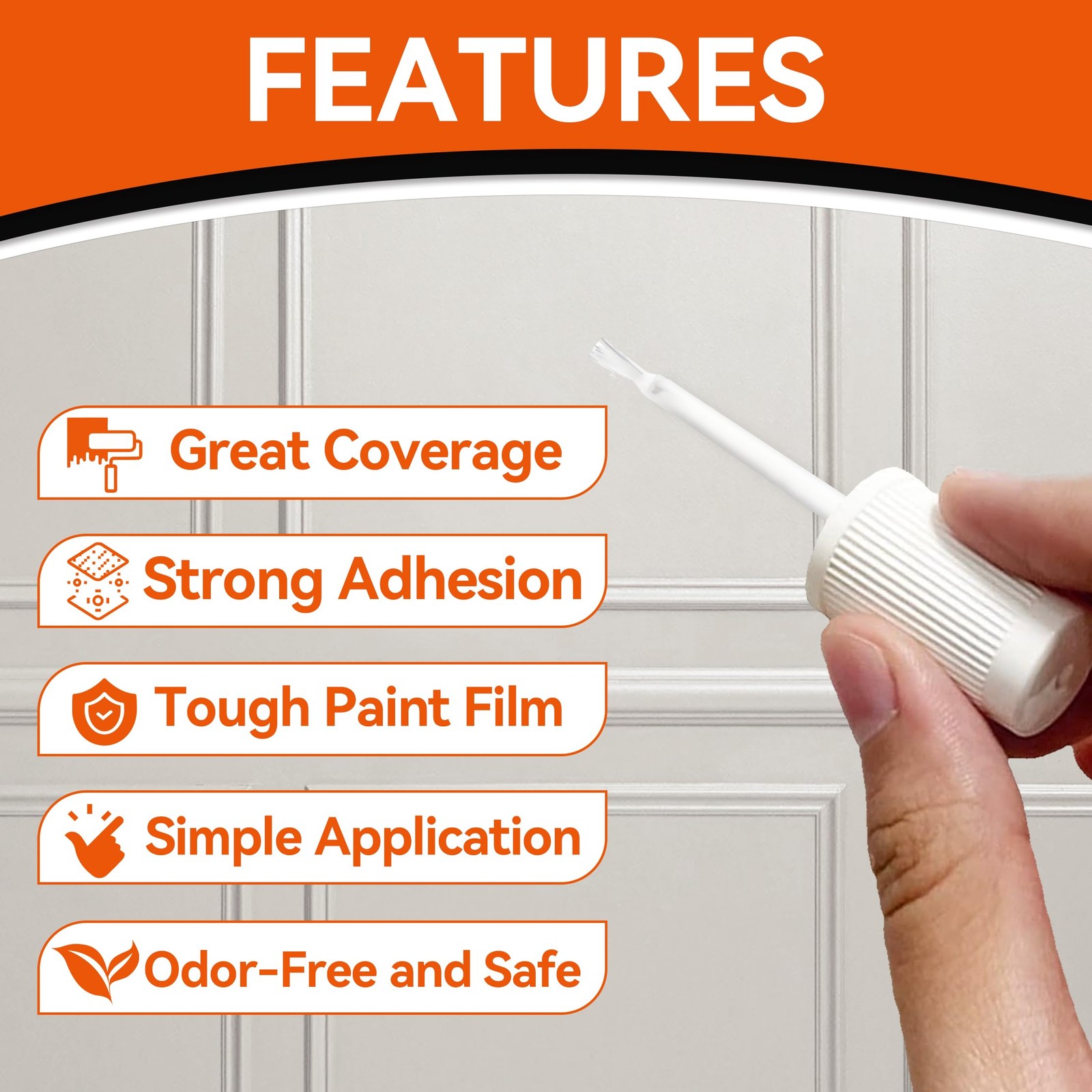 White Semi-Gloss Touch Up Paint, 2Pcs Multi-Surface Repair Chips Scratches