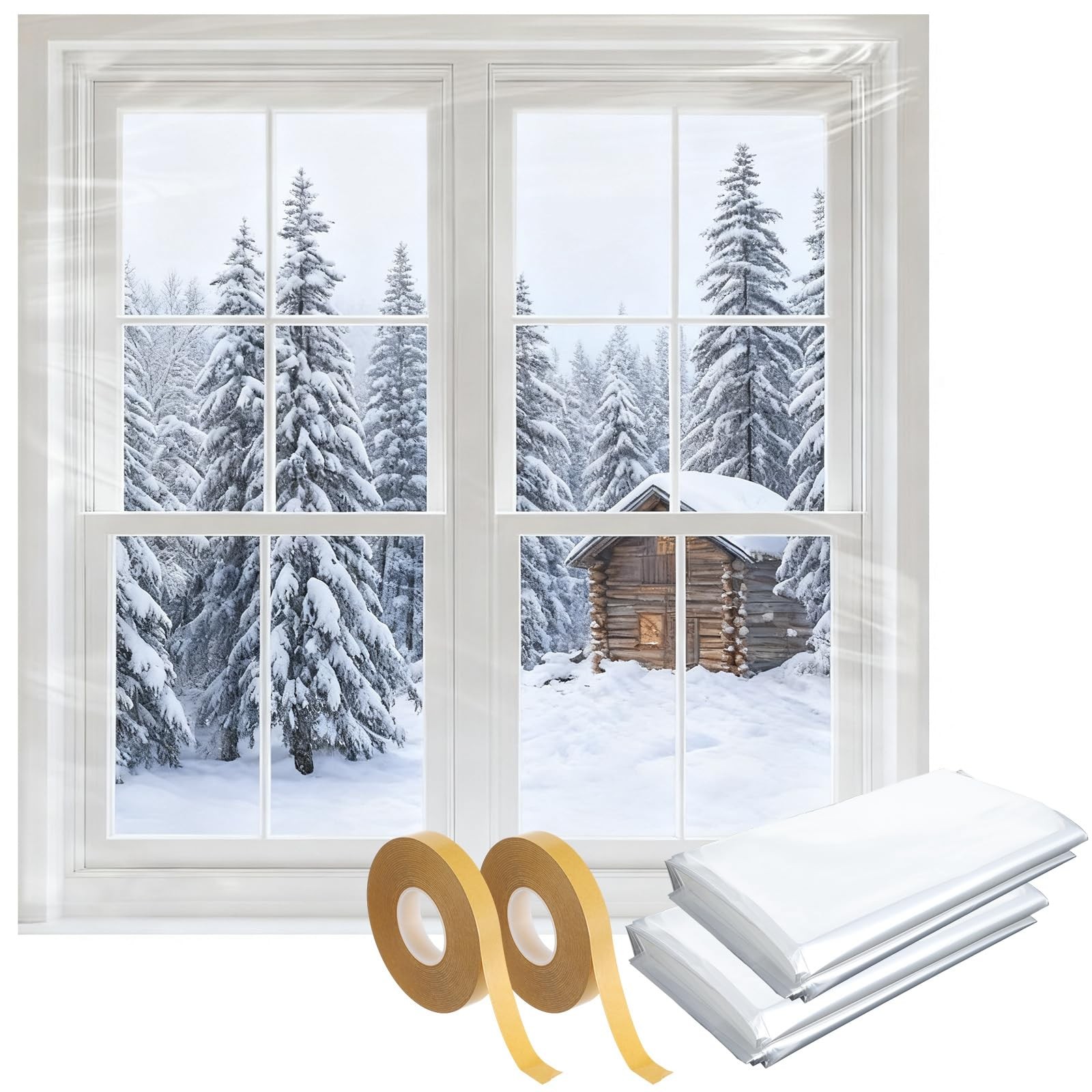 Pangda 2 Pack Window Insulation Kit 63 x 394 Inch 394 x 63 inches, Clear