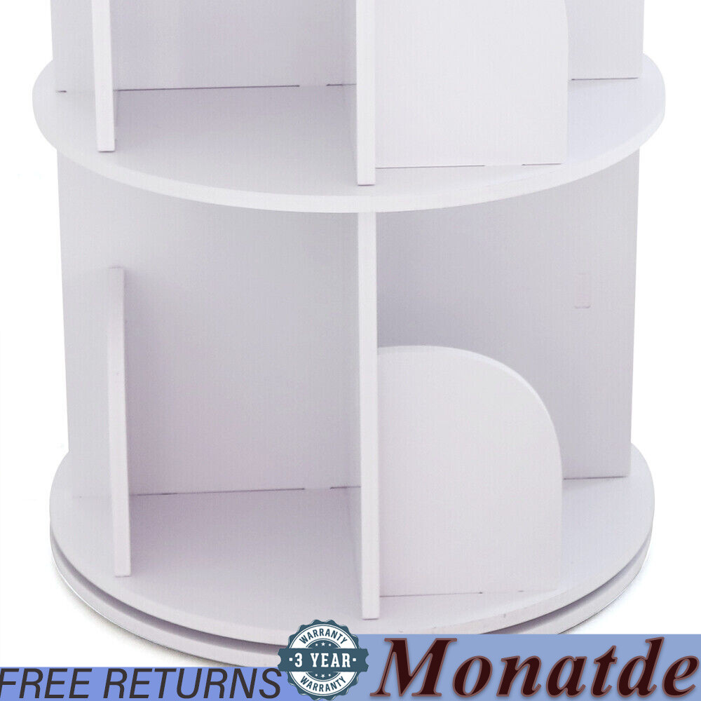 360° 2-Layer Rotating Bookshelf Bookcase,Freestanding Storage Shelf Display Rack