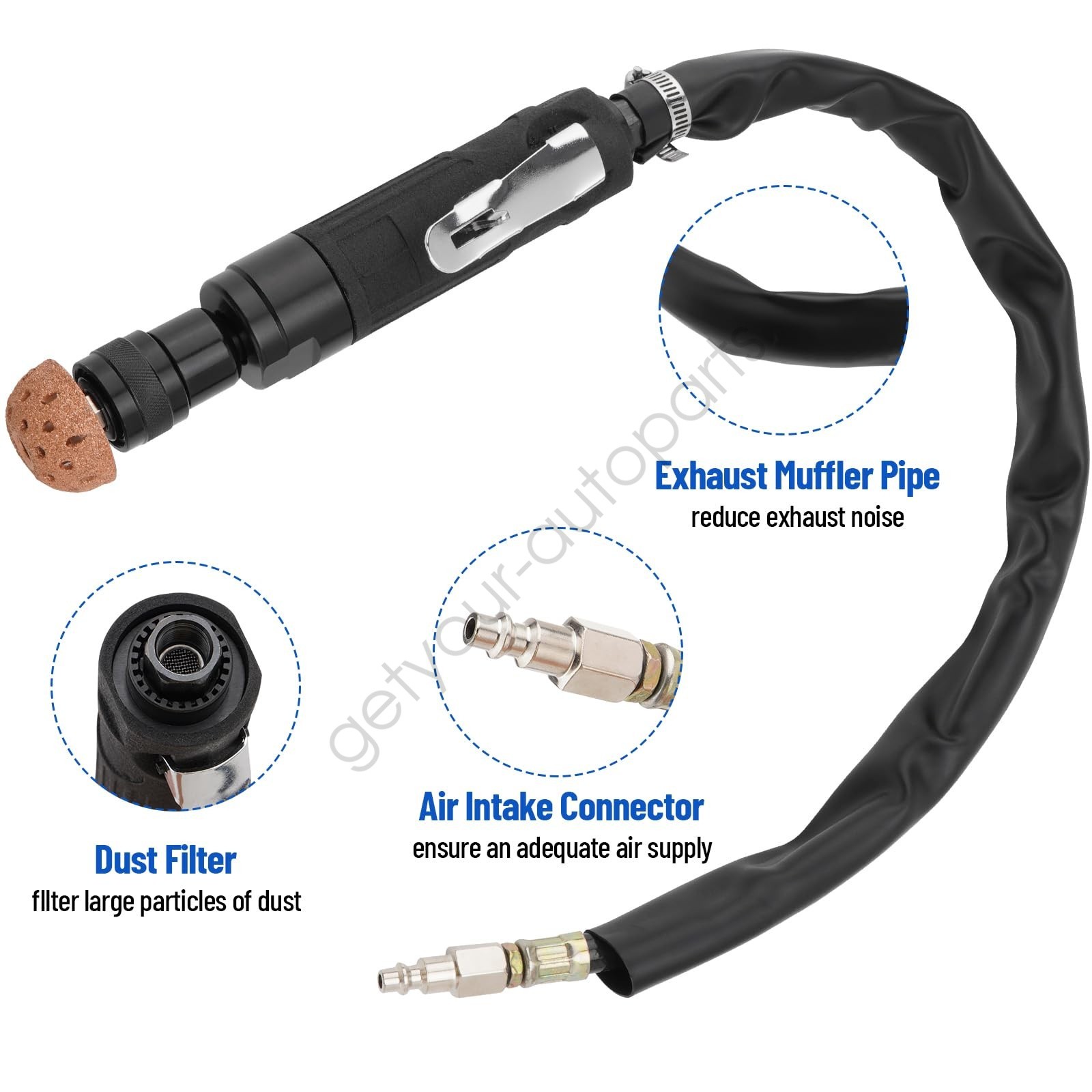 2500 RPM Tire Buffer & Repair Kit: Includes Scraper, Roller, Buffing Wheel