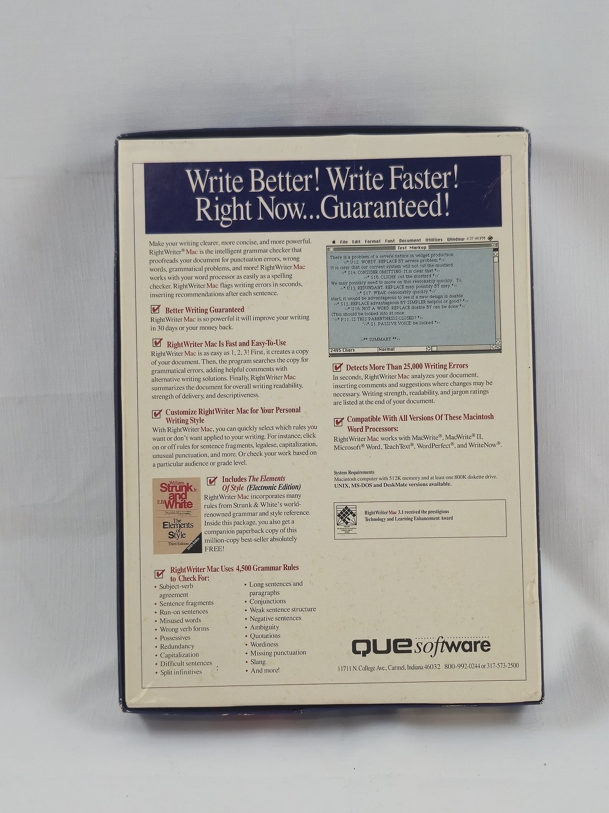RIGHTwriterMAC Intelligent Grammar Checker Software for Macintosh Version 3.1