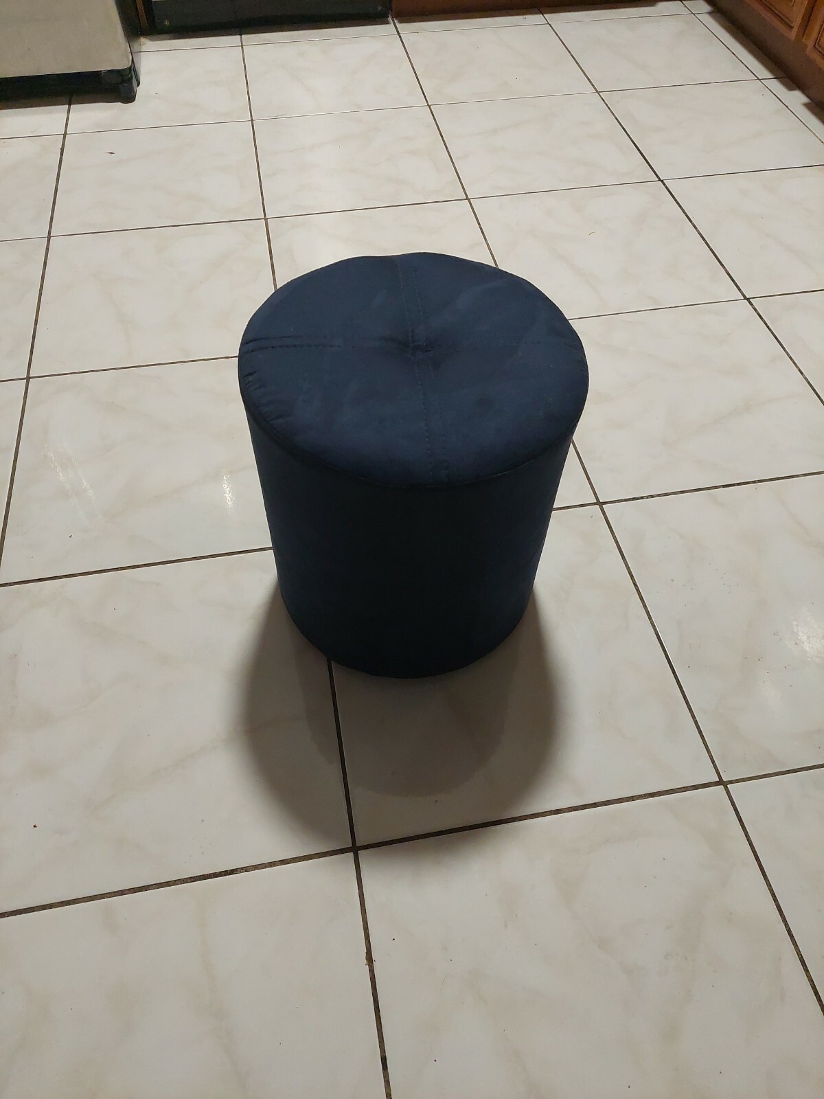 Ula Round Ottoman, Dark Blue, New