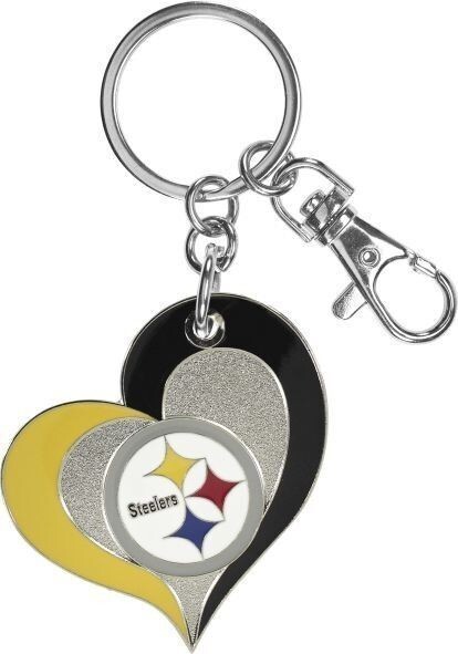 NFL Pittsburgh Steelers Key Chain Heart Swirl Snap Clasp Chain Metal Football