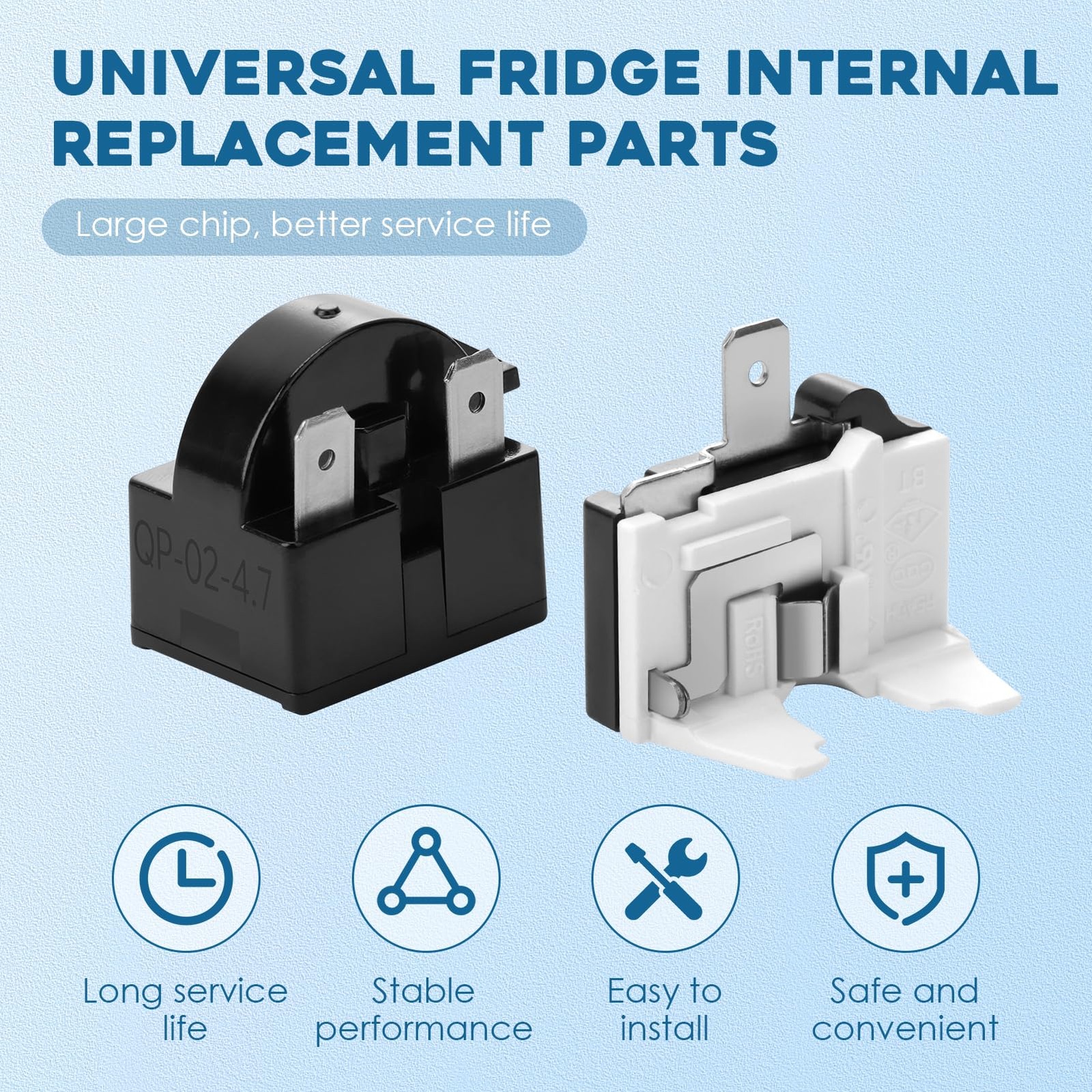 Refrigerator Starter Relay Set, 3 Pin 4.7 Ohm PTC Fridge Compressor Starter w...