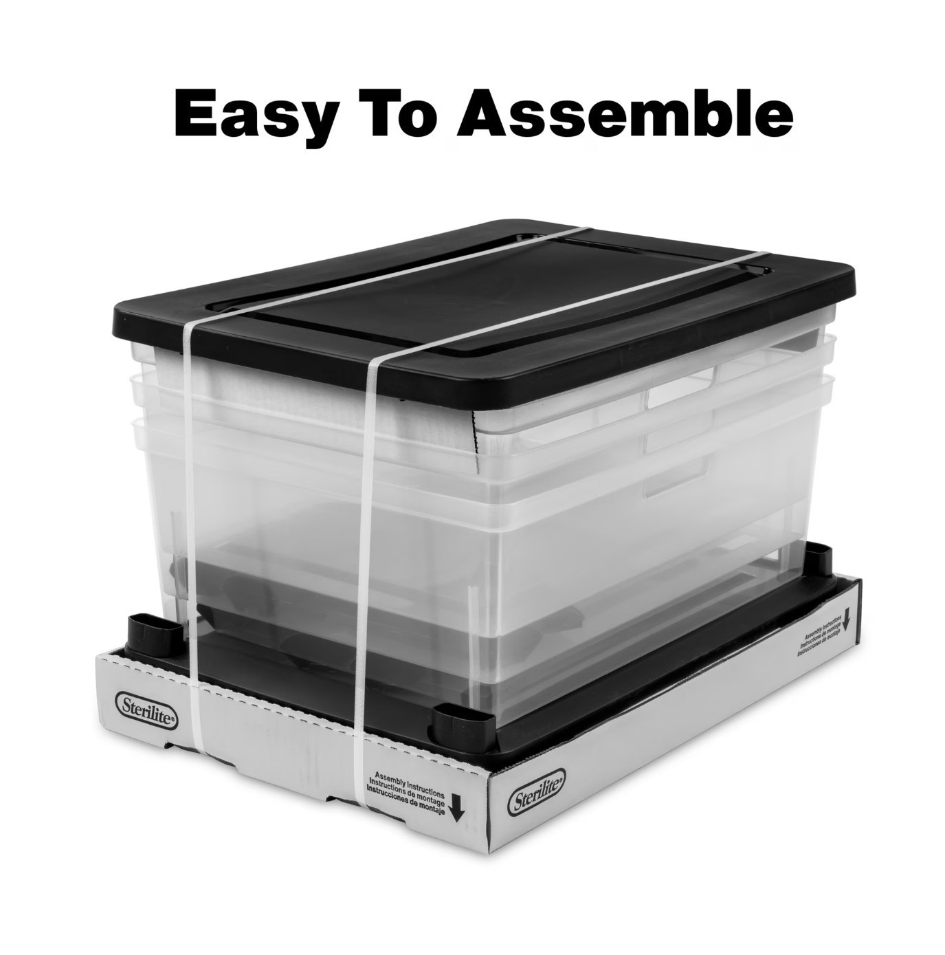 (2 pack) Sterilite Wide 3 Drawer Tower, Plastic Storage Organizer , Black