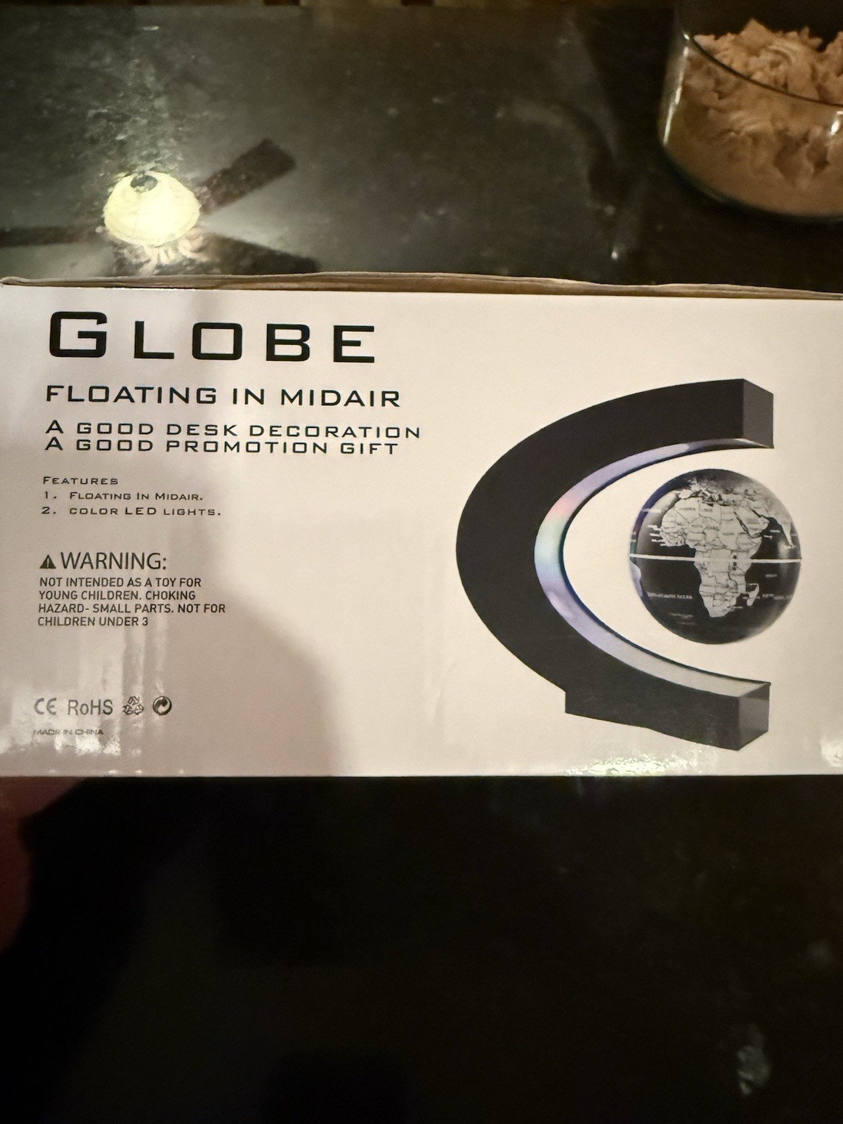 Globe Magnetic Levitation LED Tabletop Globe, Black Silver Plastic Decorative