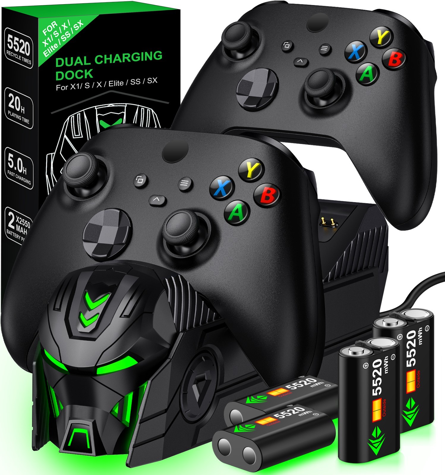 4 pack 5520 mWh Rechargeable Controller Battery Pack for Xbox One X|S/Series X|S